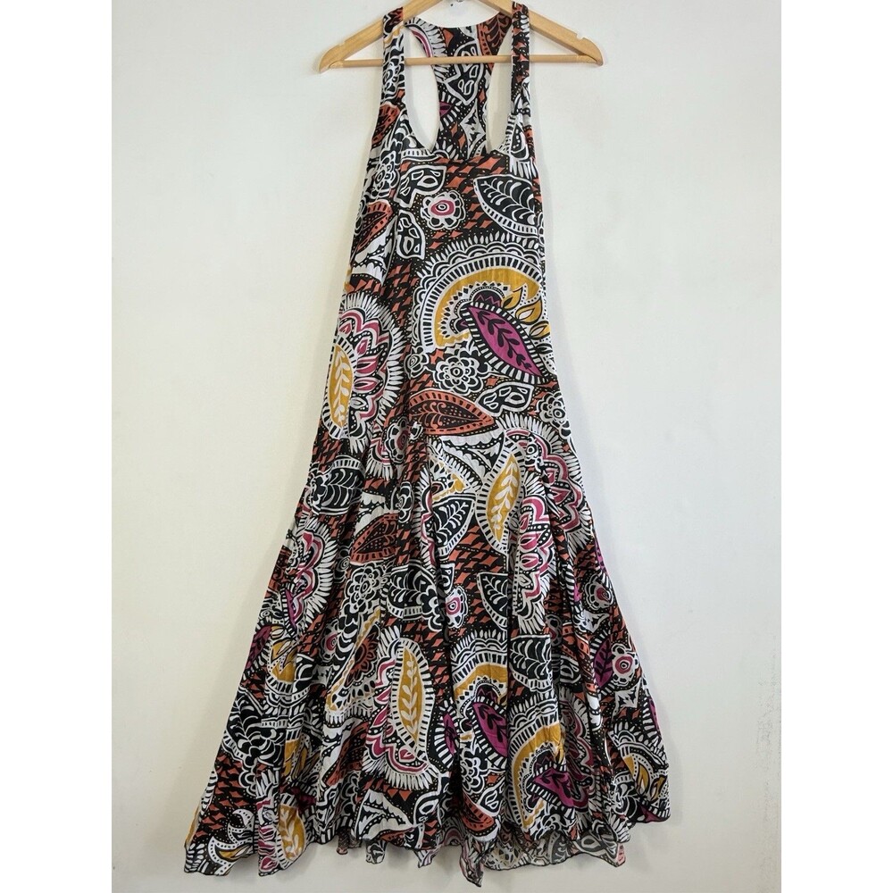 Aller Simplement Bold Euro Artsy Floral Flare Skirt Sun Dress Women's Medium NEW